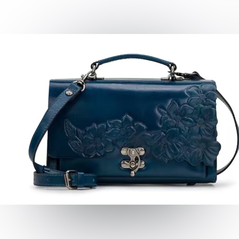NEW $199 PATRICIA NASH CHARONNE CARRIBEAN BLUE TOOLED FLORAL